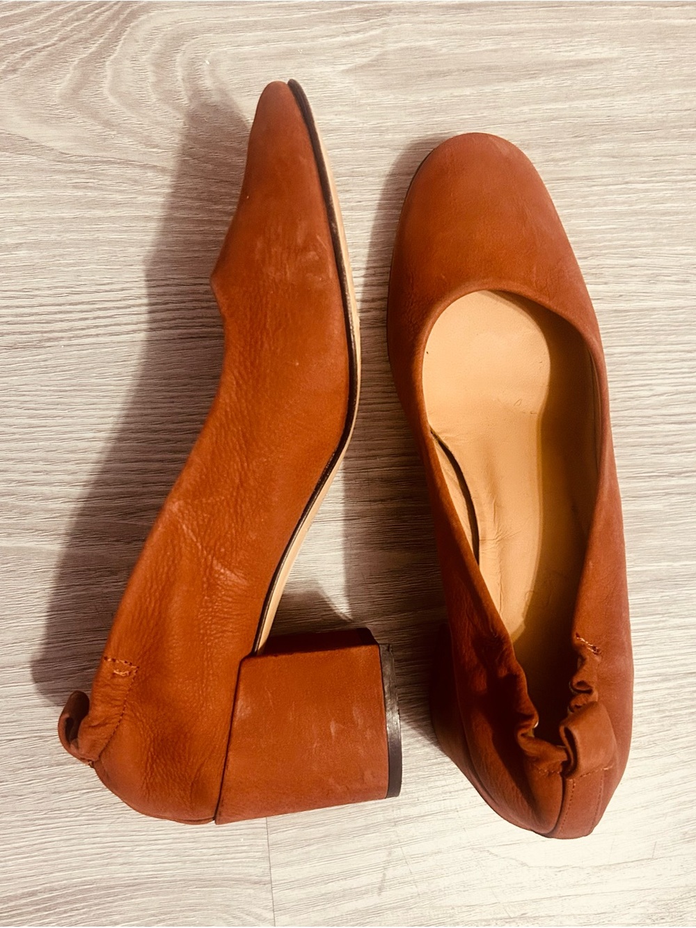 Classic Block Heel Pumps in Cognac Suede - Picture 5 of 6